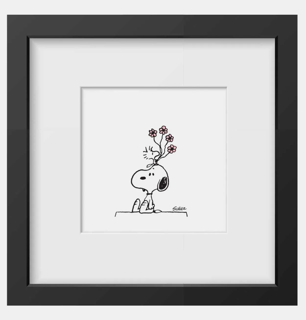 Peanuts Flowers Framed Handmade Print