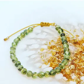 Peridot green natural stone bracelet handmade