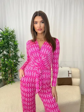 Pink Patterned Jumpsuit