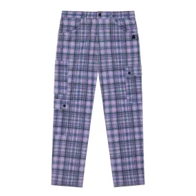 Mens Stylish Plaid Corduroy Cargo Pants with Side Pockets