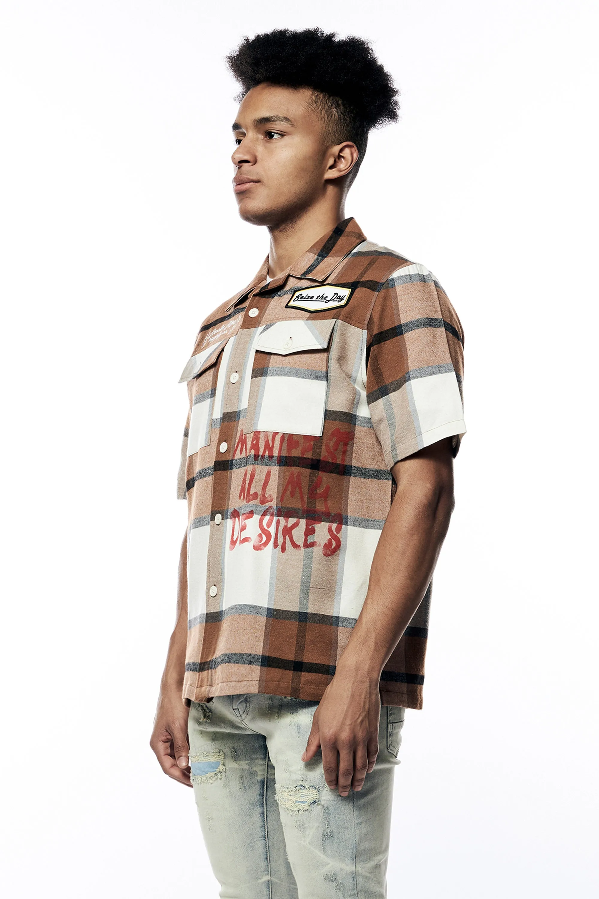 Plaid Graphic Shirt - Rust Plaid