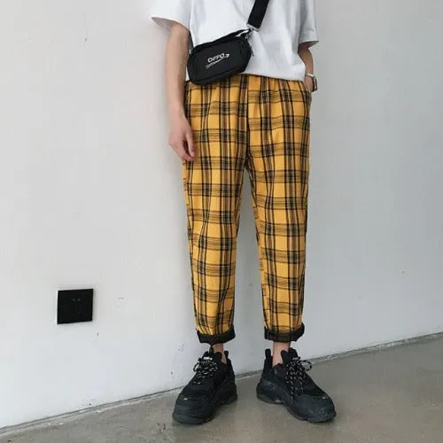 Plaid Jogger Pant Trouser - Yellow