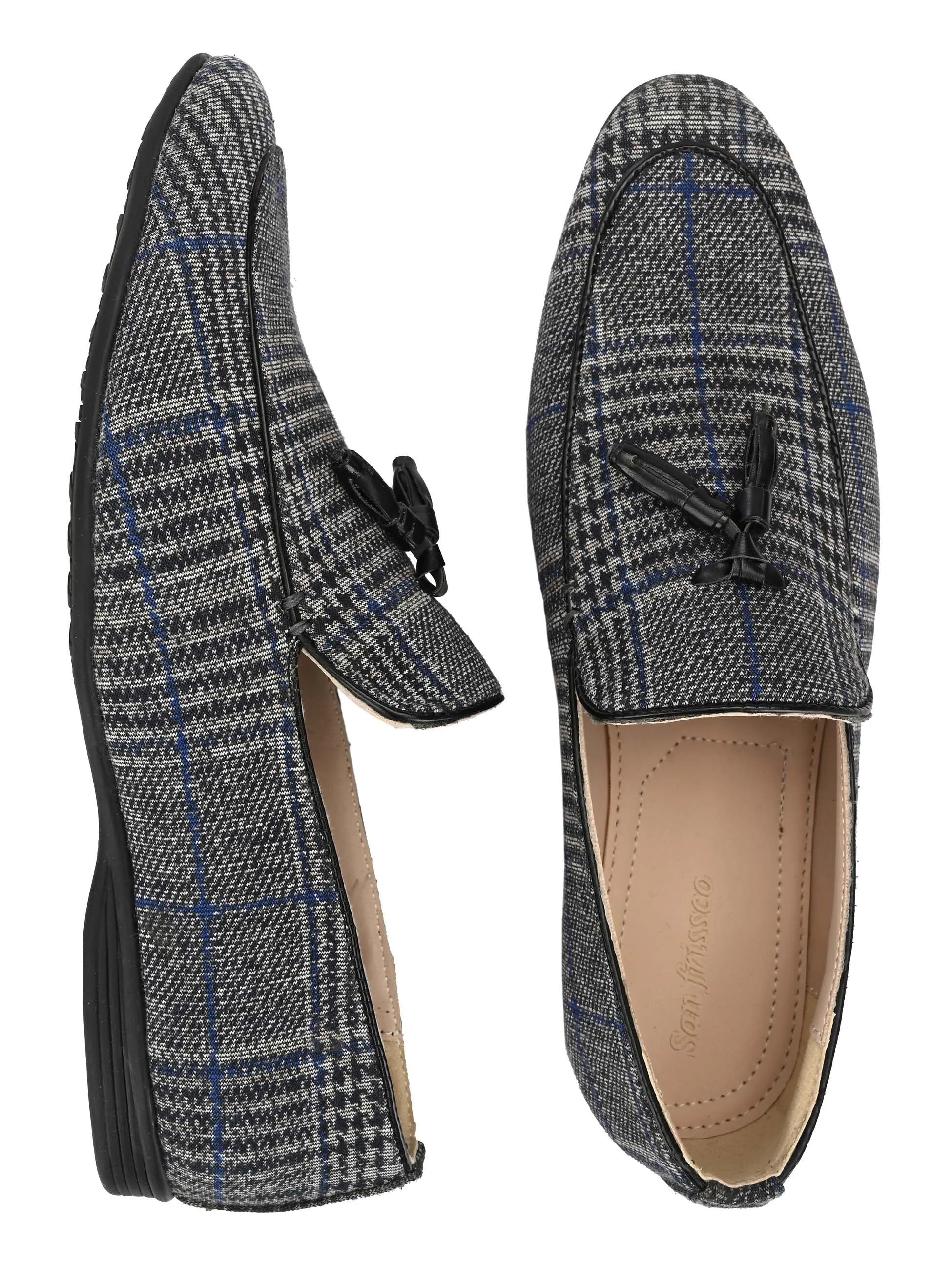 Plaid Tassel Loafers