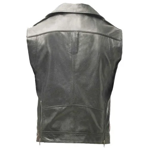 Plain biker leather vest