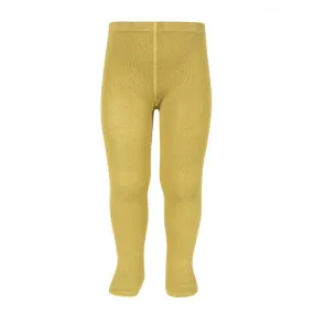 Plain stitch basic tights MUSTARD