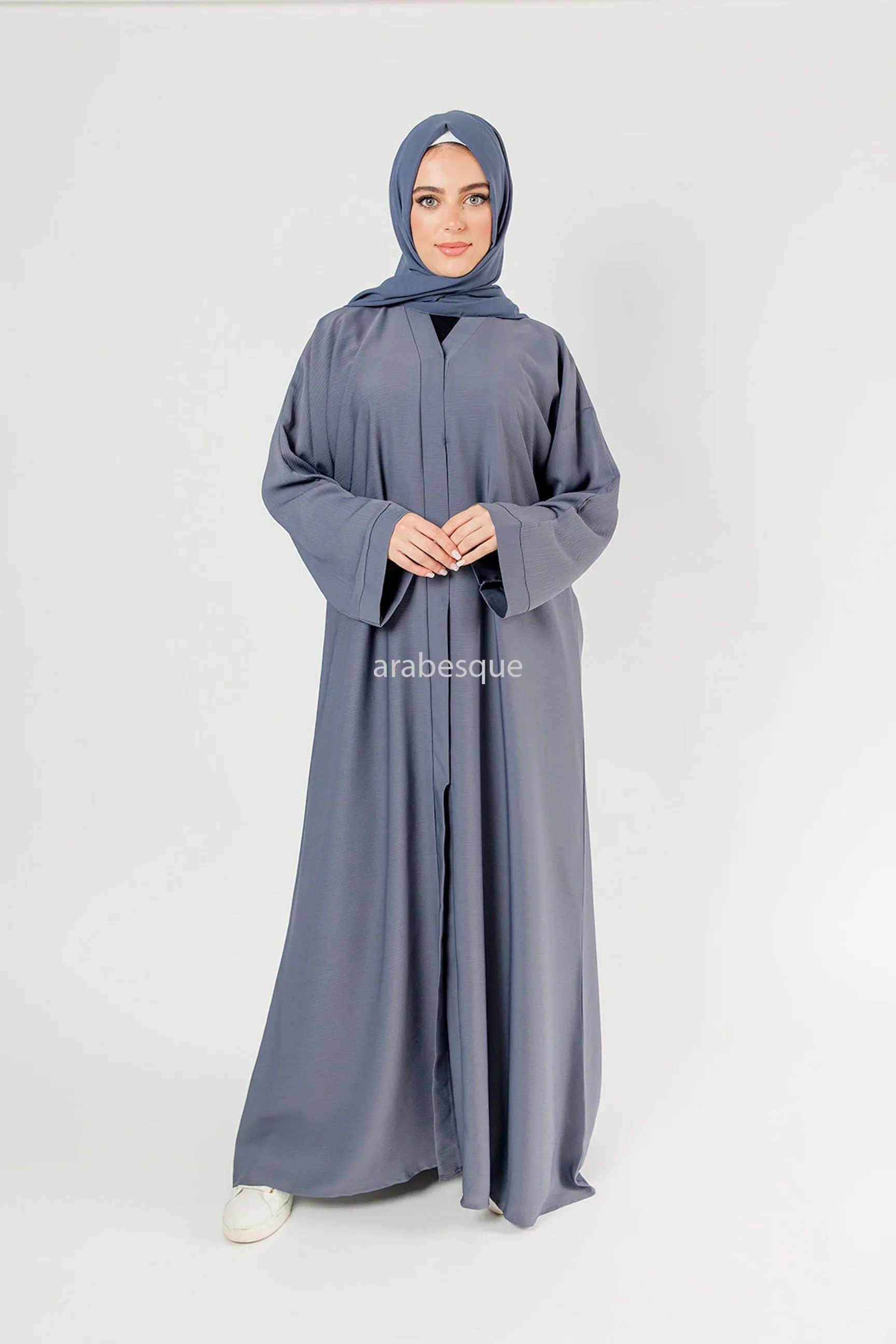 Plain Textured Open Abaya -  7 Colours