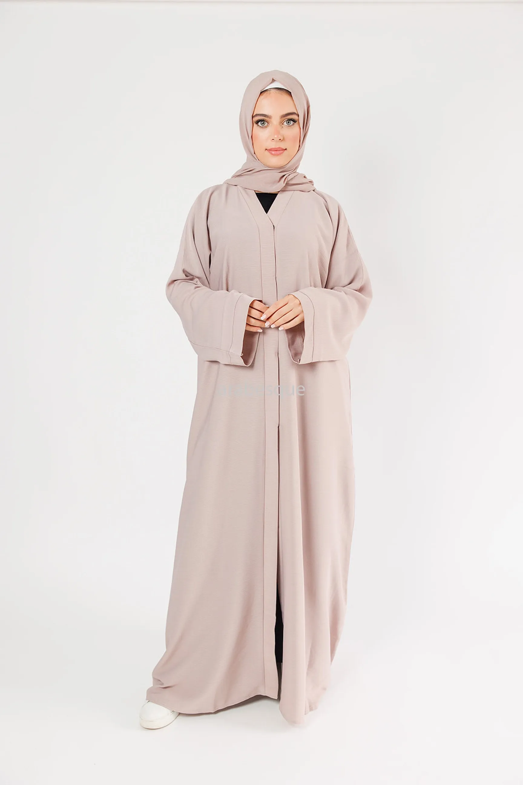 Plain Textured Open Abaya -  7 Colours