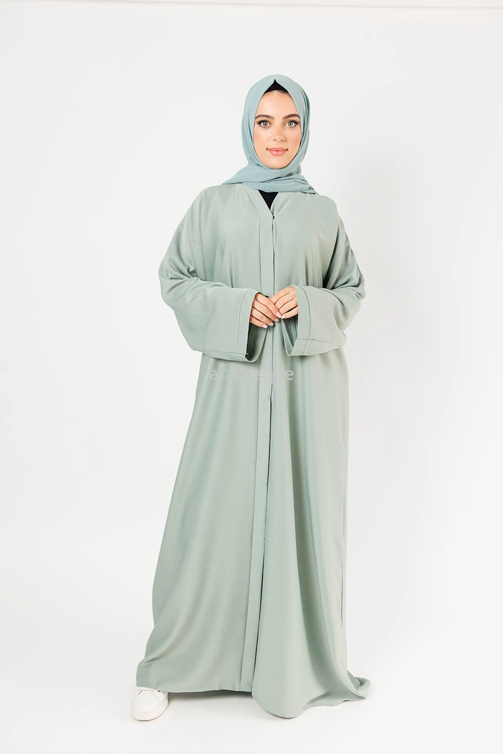 Plain Textured Open Abaya -  7 Colours