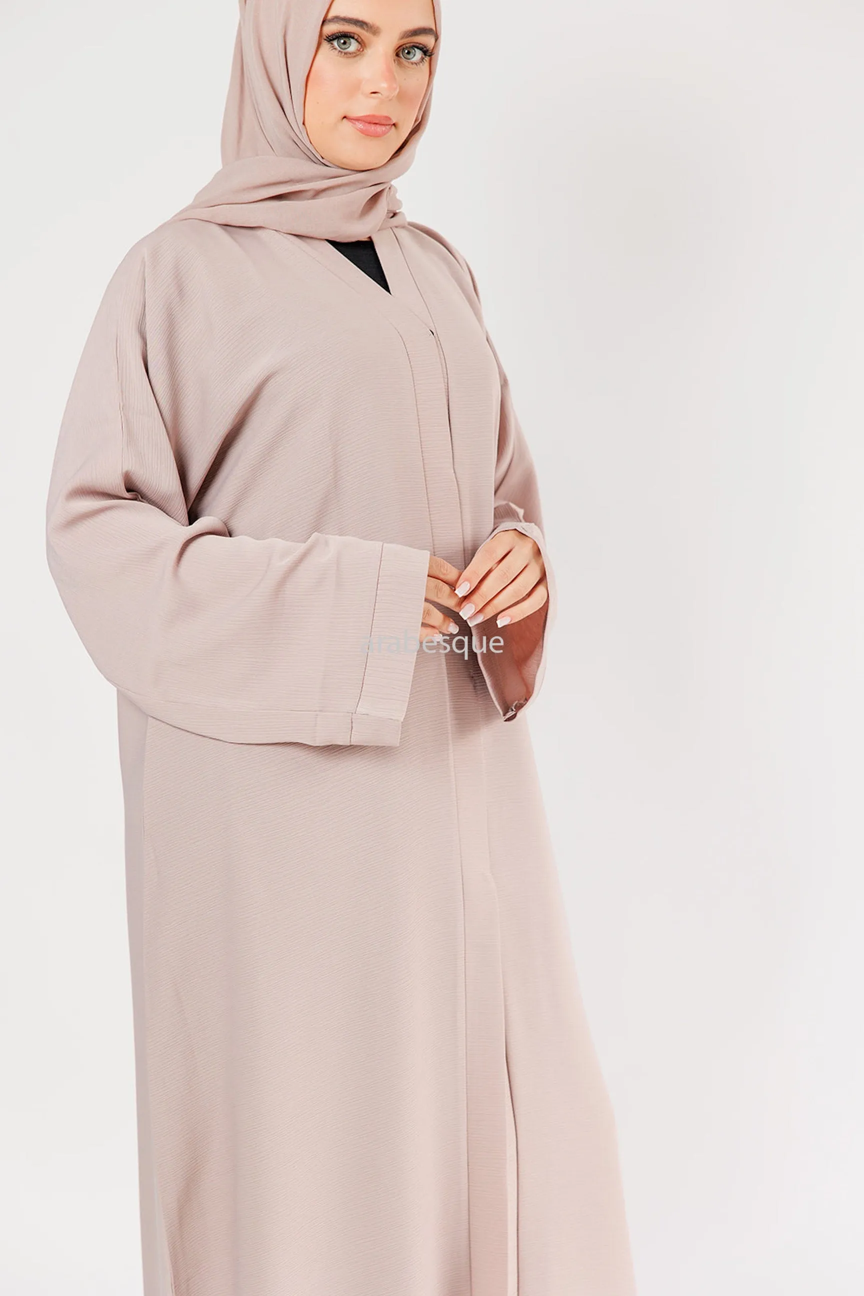 Plain Textured Open Abaya -  7 Colours