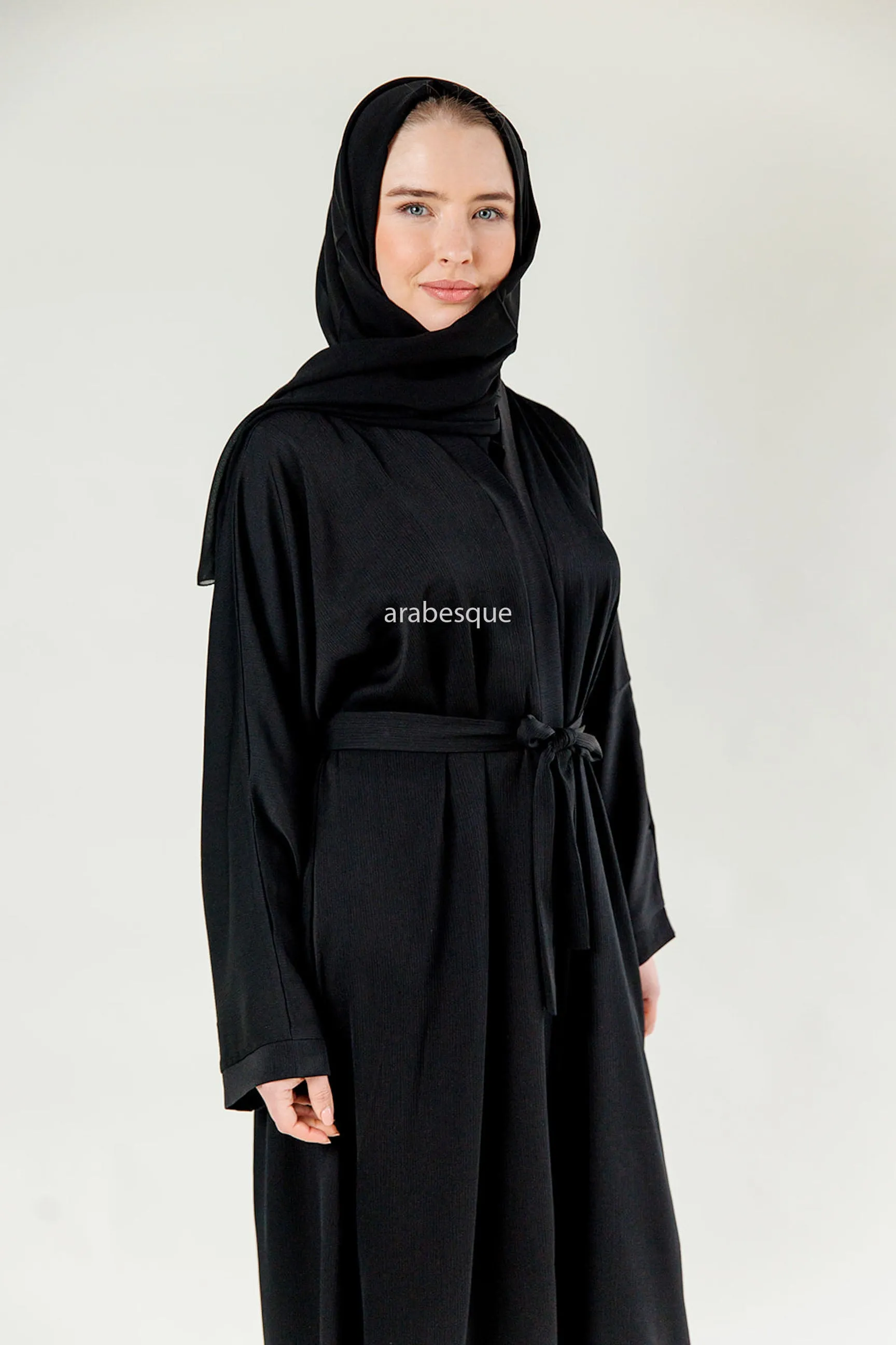 Plain Textured Open Abaya -  7 Colours