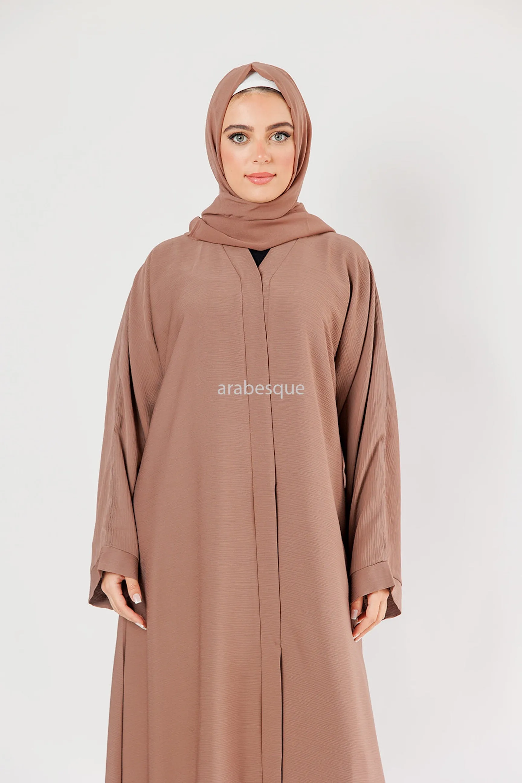 Plain Textured Open Abaya -  7 Colours