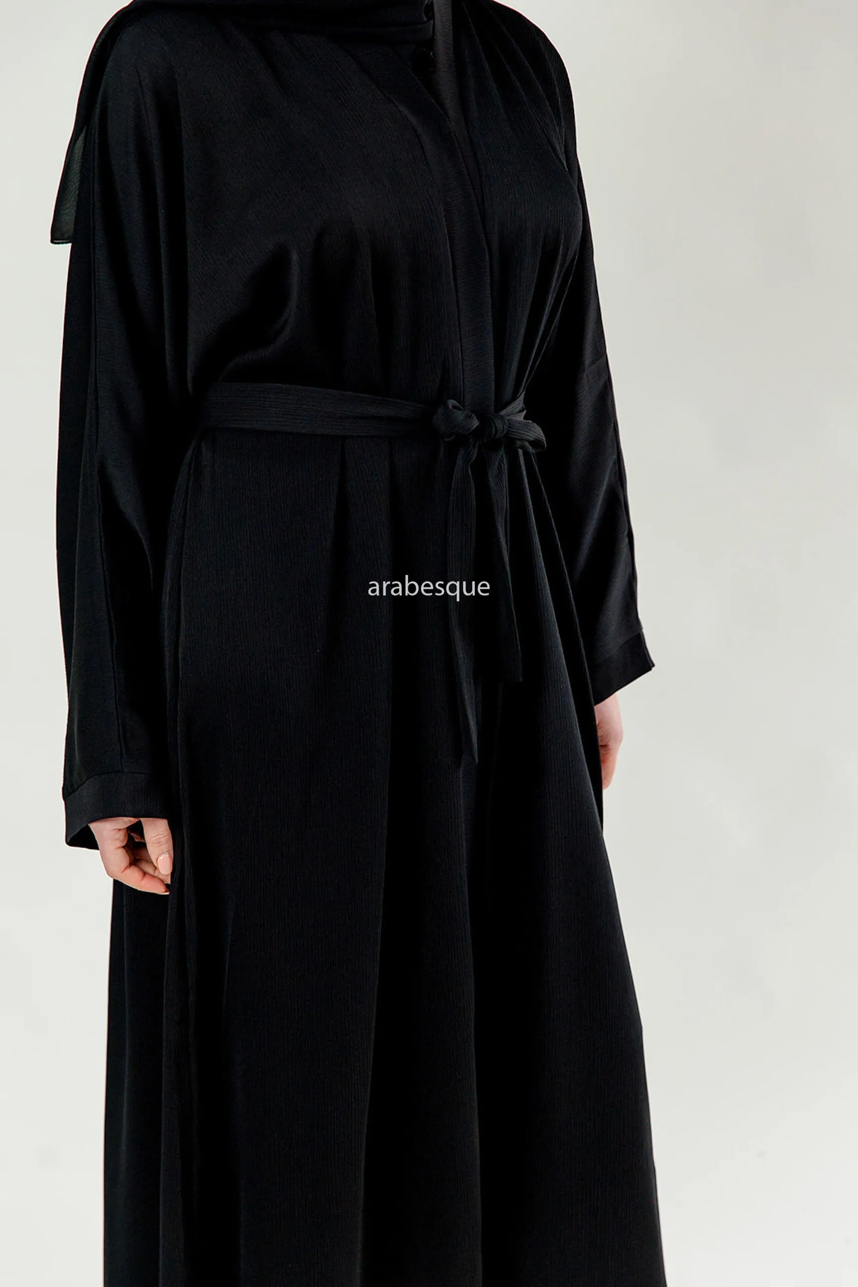 Plain Textured Open Abaya -  7 Colours