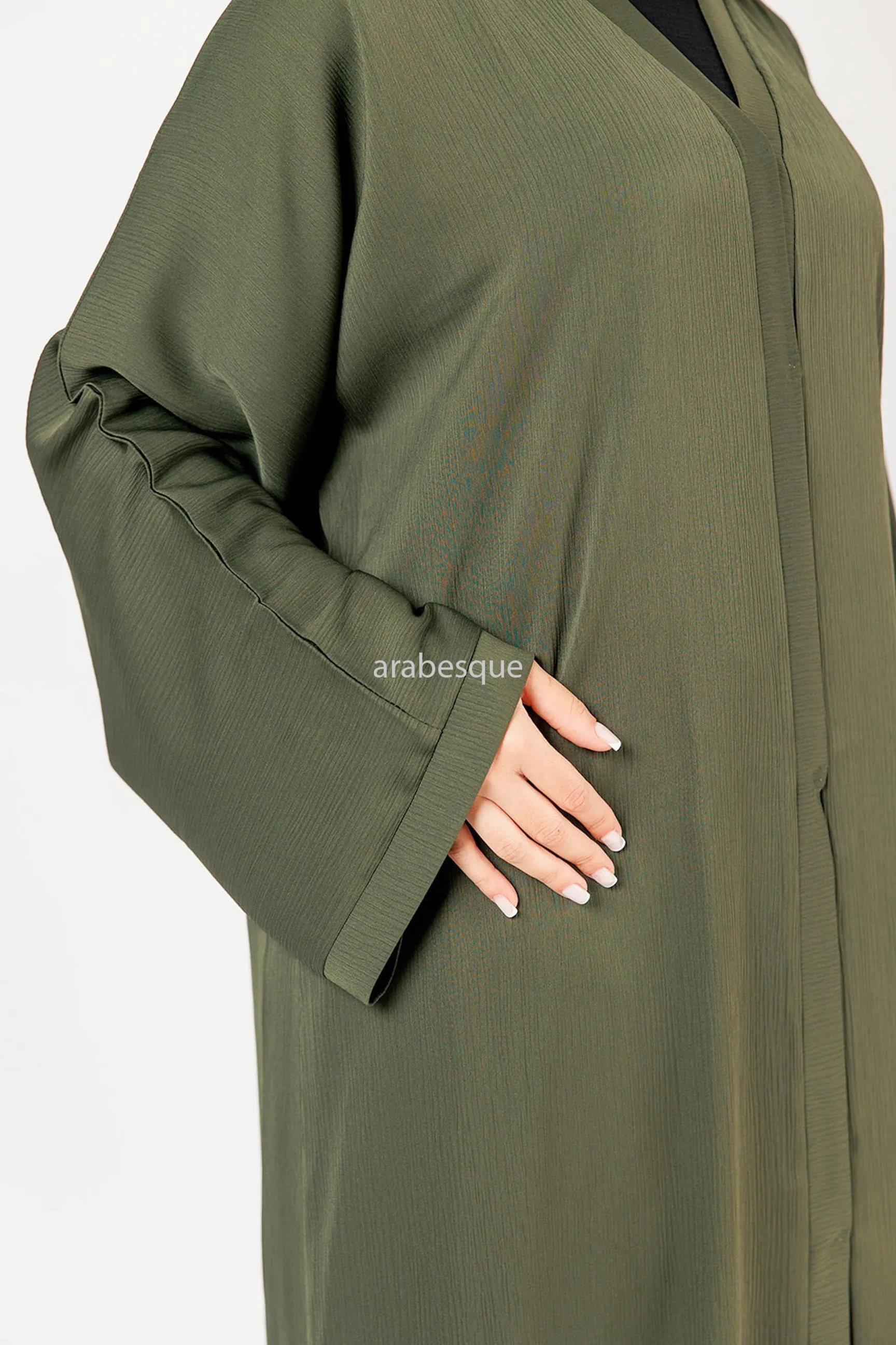 Plain Textured Open Abaya -  7 Colours