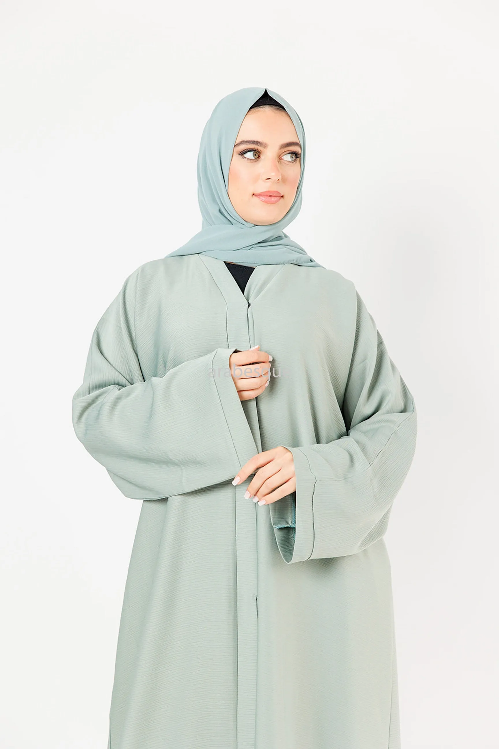 Plain Textured Open Abaya -  7 Colours