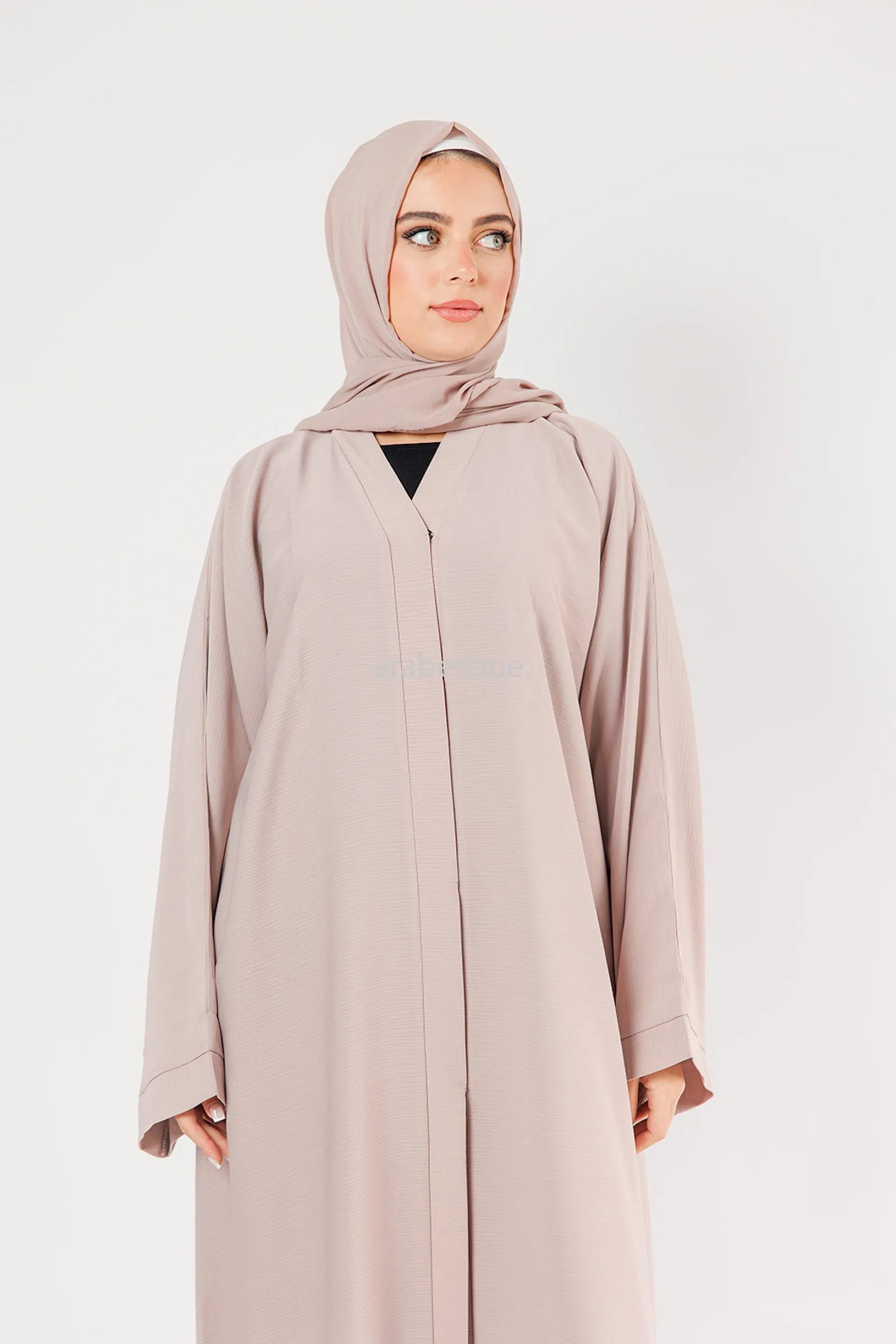 Plain Textured Open Abaya -  7 Colours