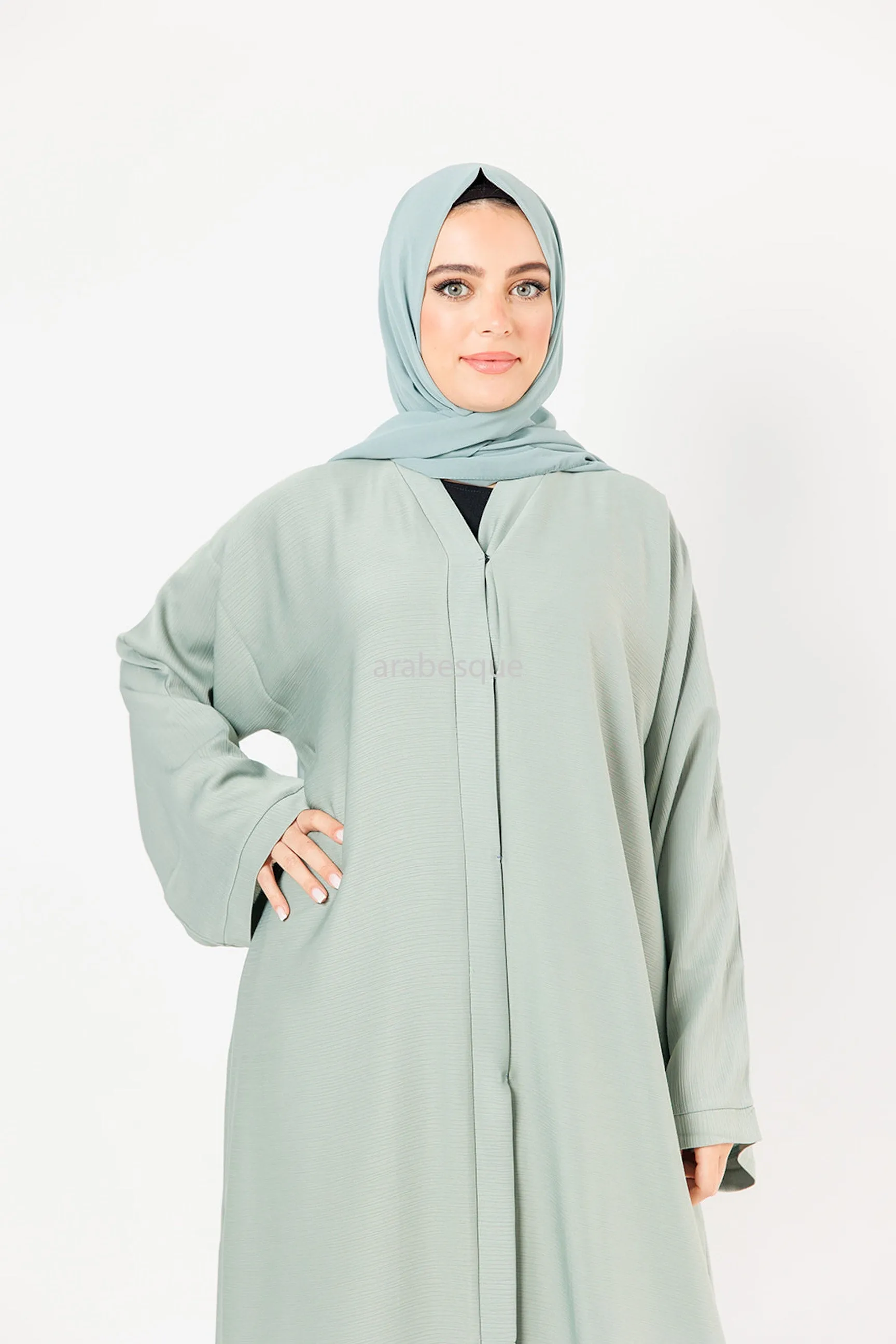 Plain Textured Open Abaya -  7 Colours