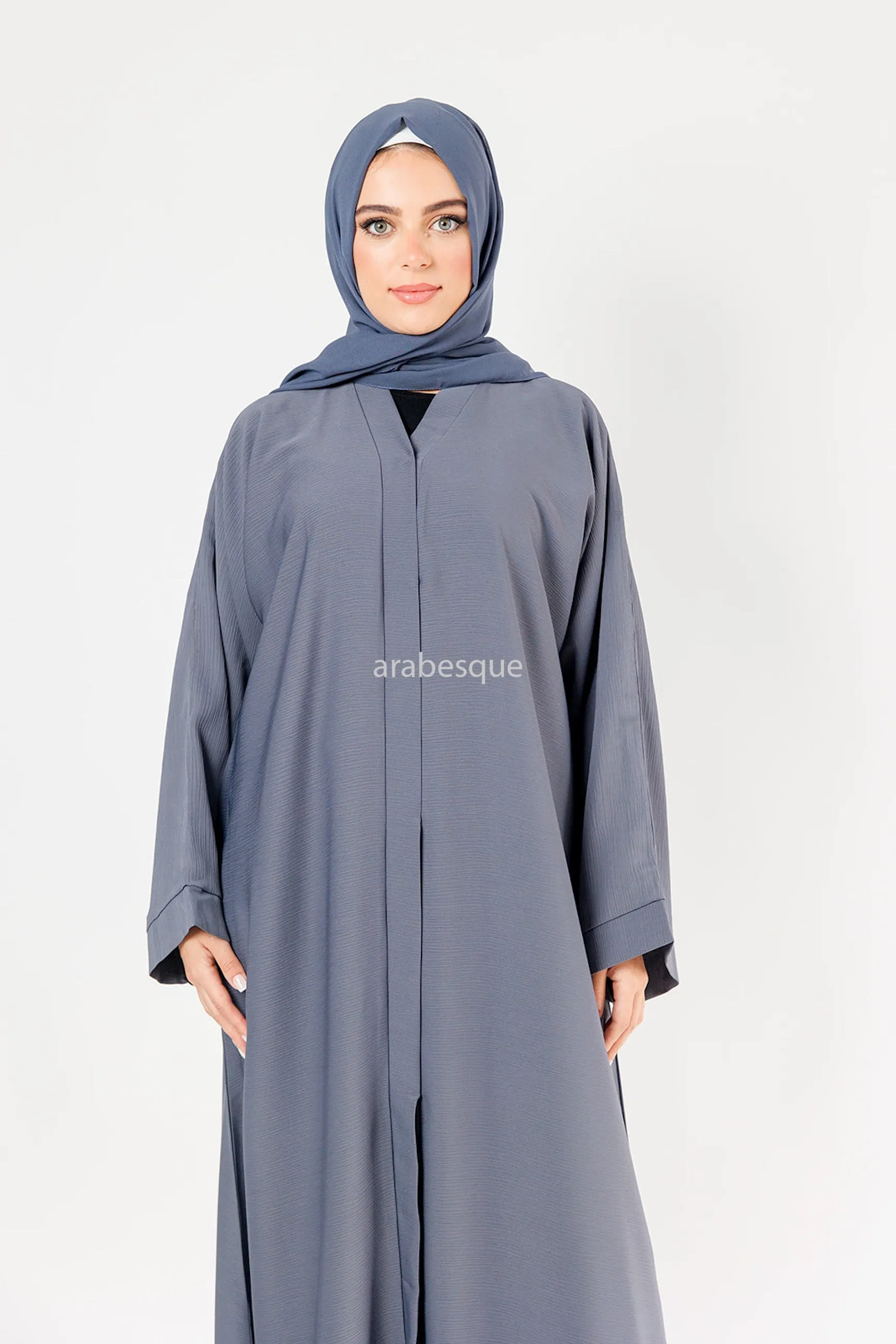 Plain Textured Open Abaya -  7 Colours