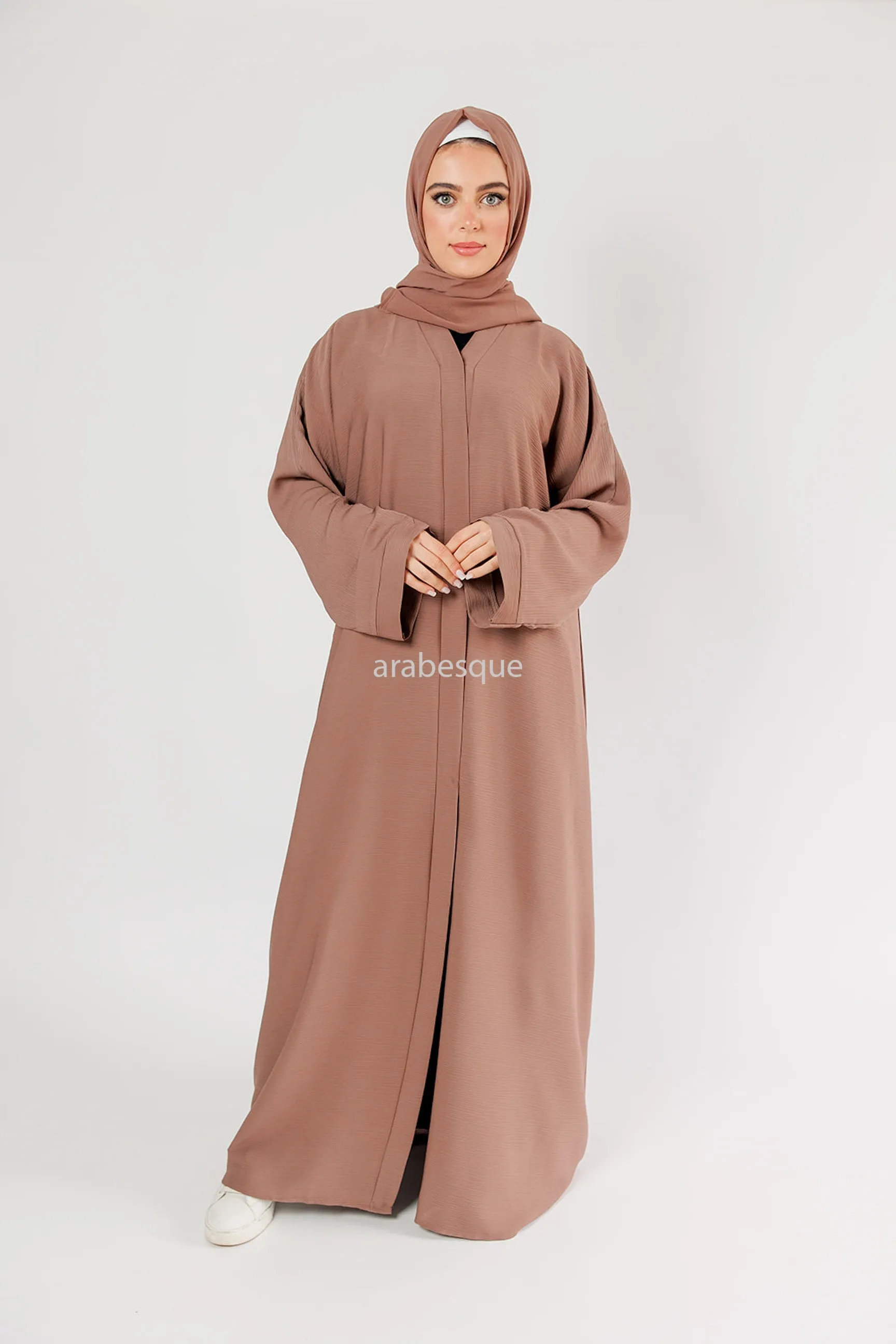 Plain Textured Open Abaya -  7 Colours