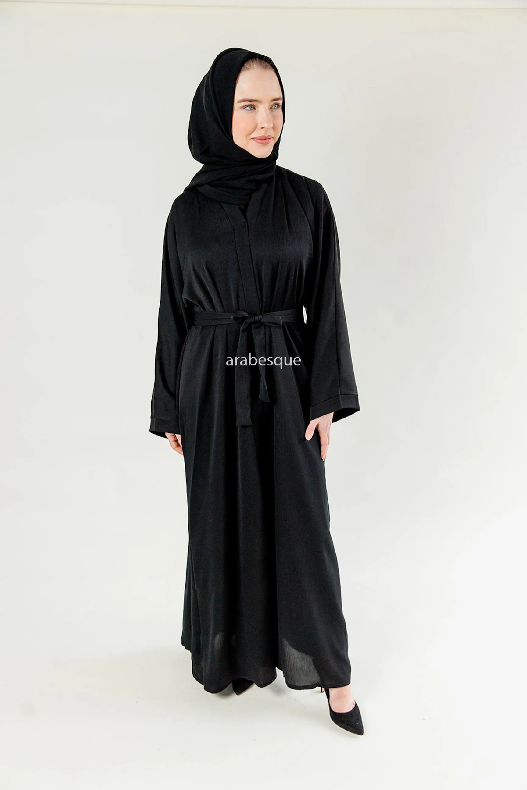 Plain Textured Open Abaya -  7 Colours