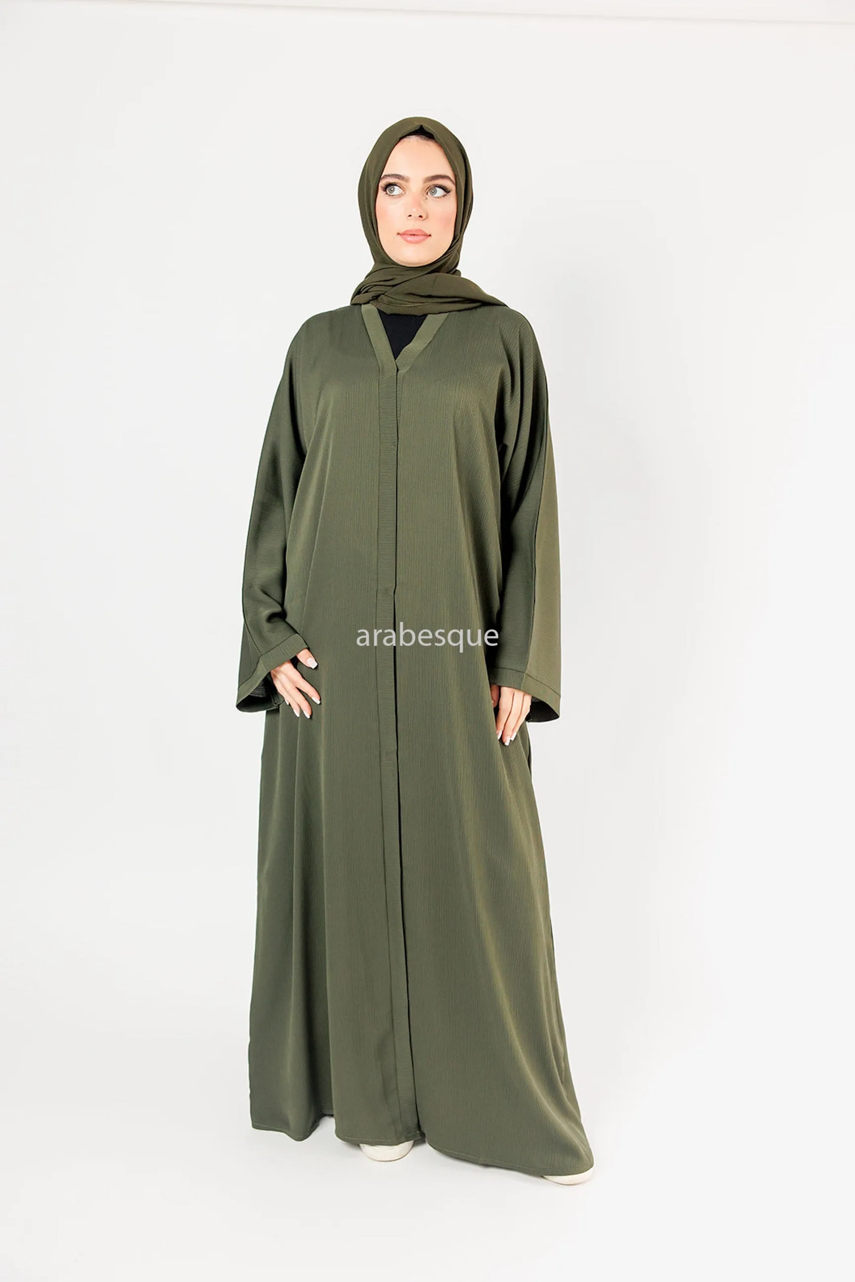 Plain Textured Open Abaya -  7 Colours