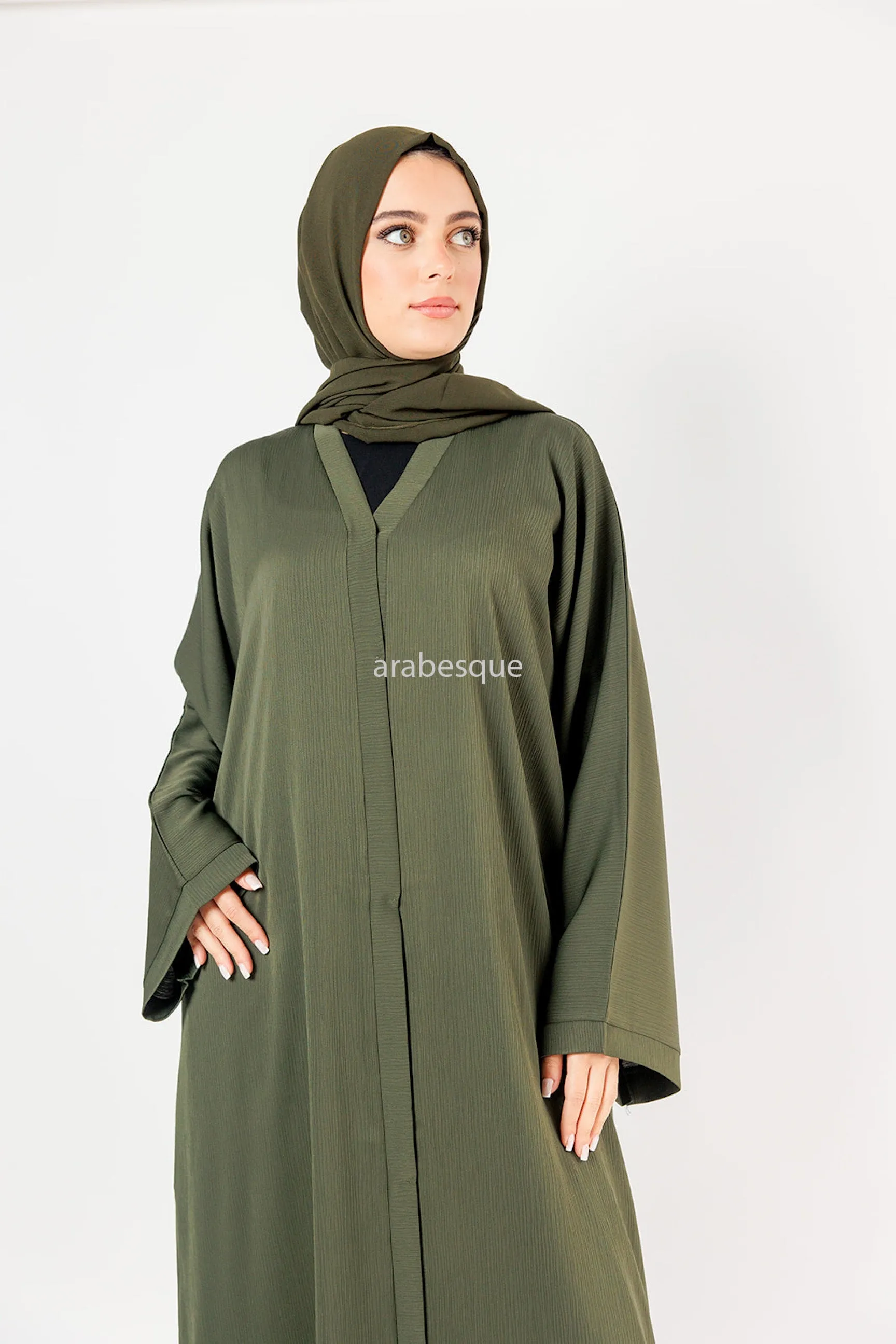 Plain Textured Open Abaya -  7 Colours