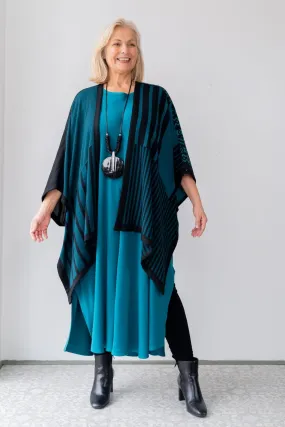 Printed Ruana - Teal