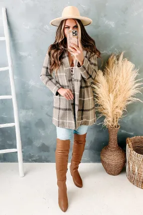 "Perfectly Plaid" Plaid Coat (Khaki)