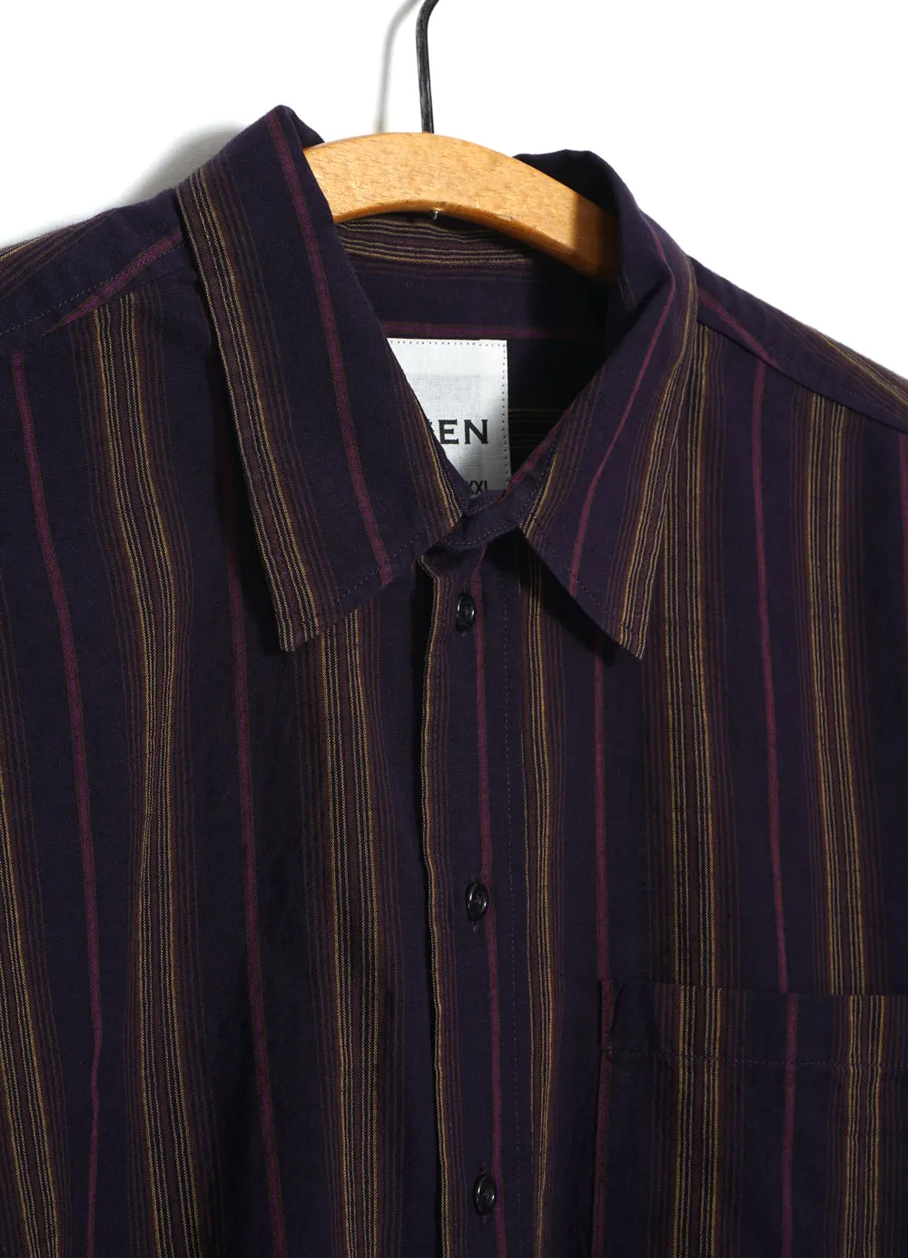 REIDAR | Loose Fit Short Sleeve Shirt | Purple Stripes