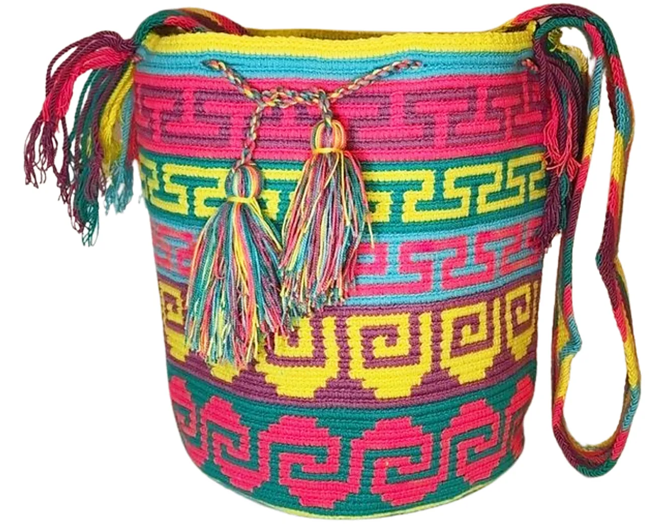 Rose Large Handmade Crochet Wayuu Mochila Bag