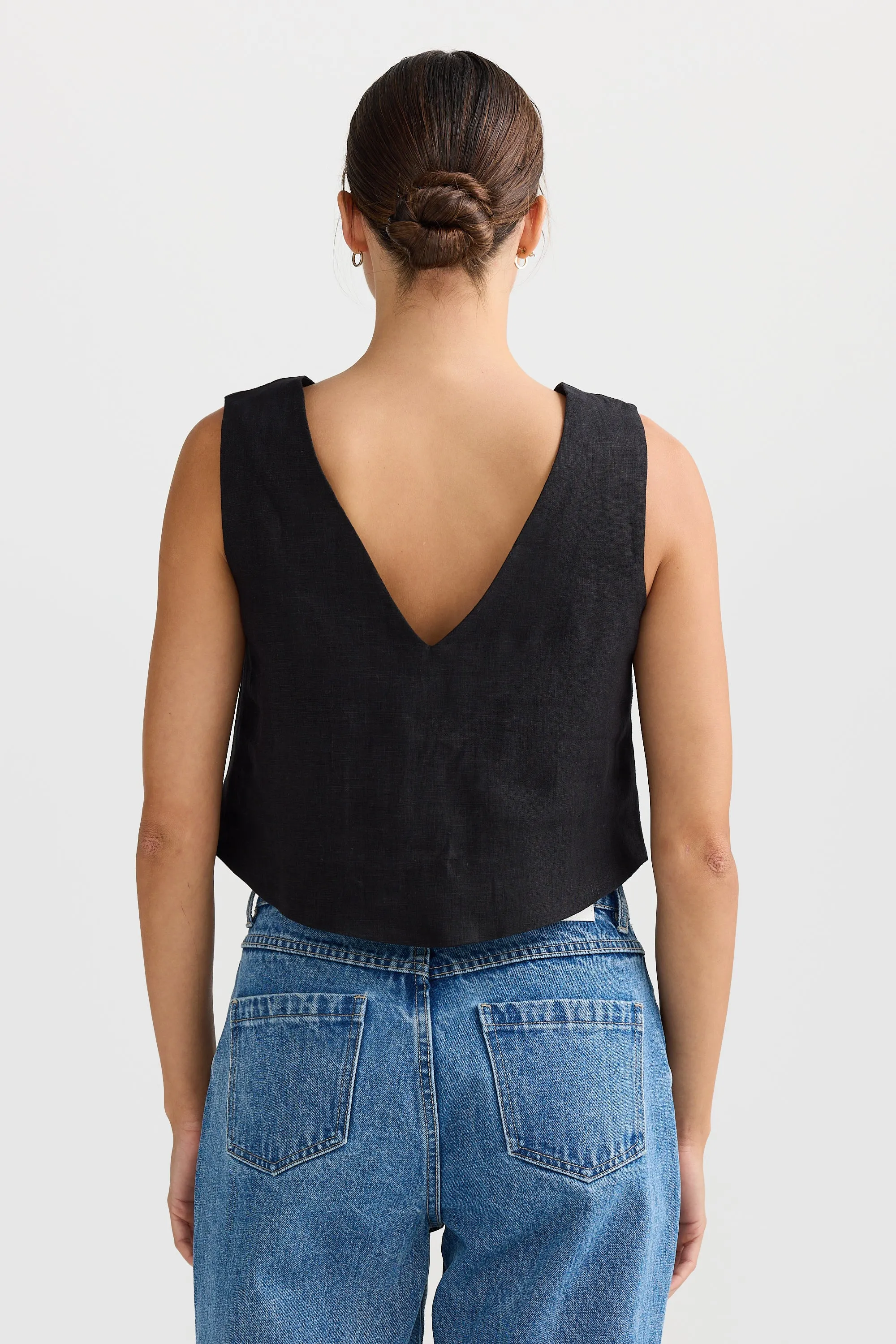 Savannah Reversible Linen Top Black