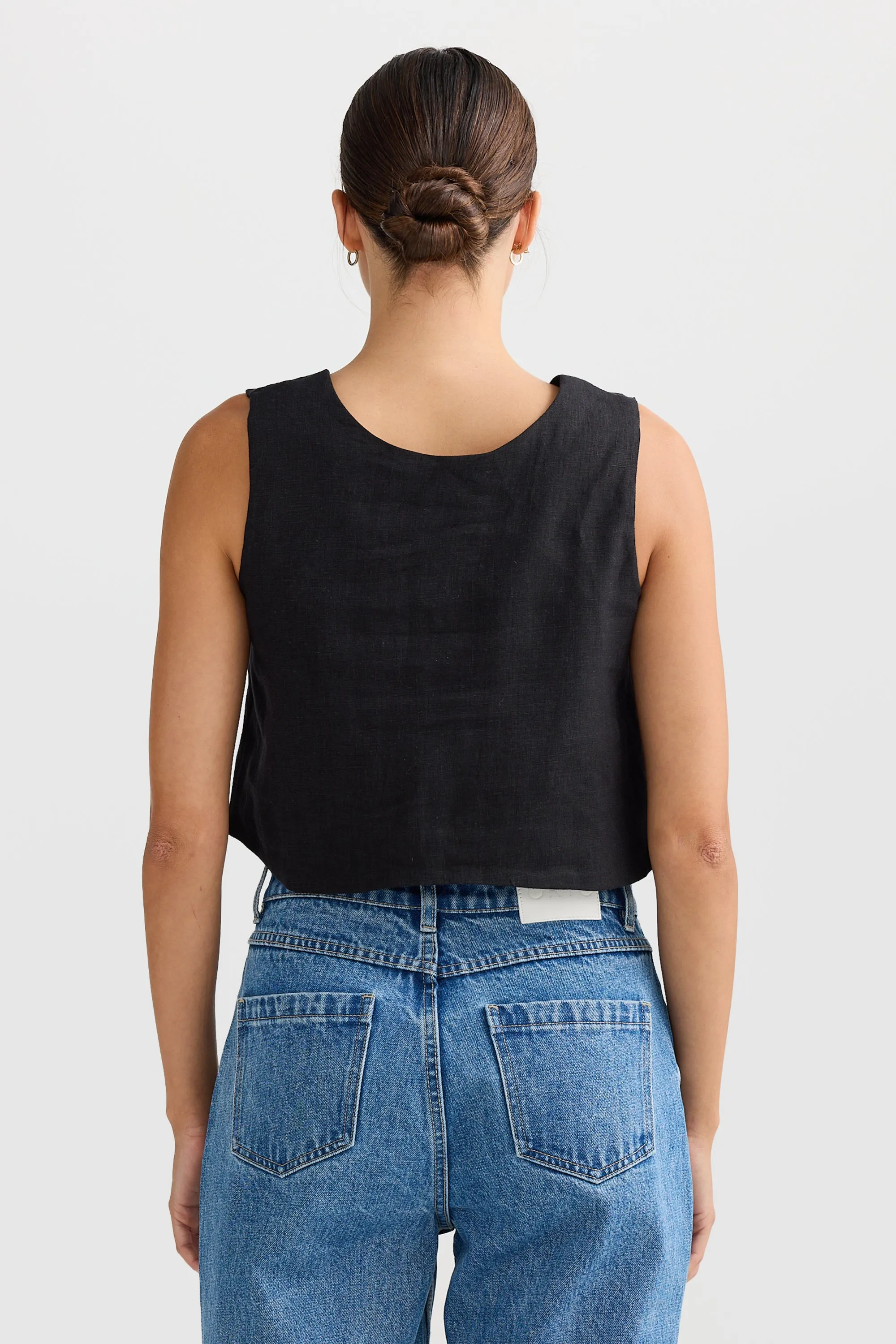 Savannah Reversible Linen Top Black