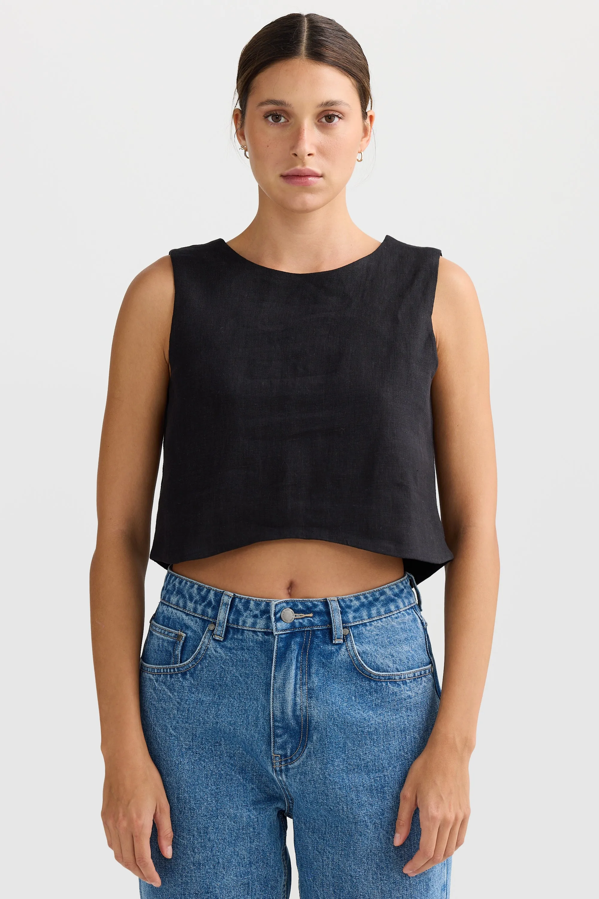 Savannah Reversible Linen Top Black