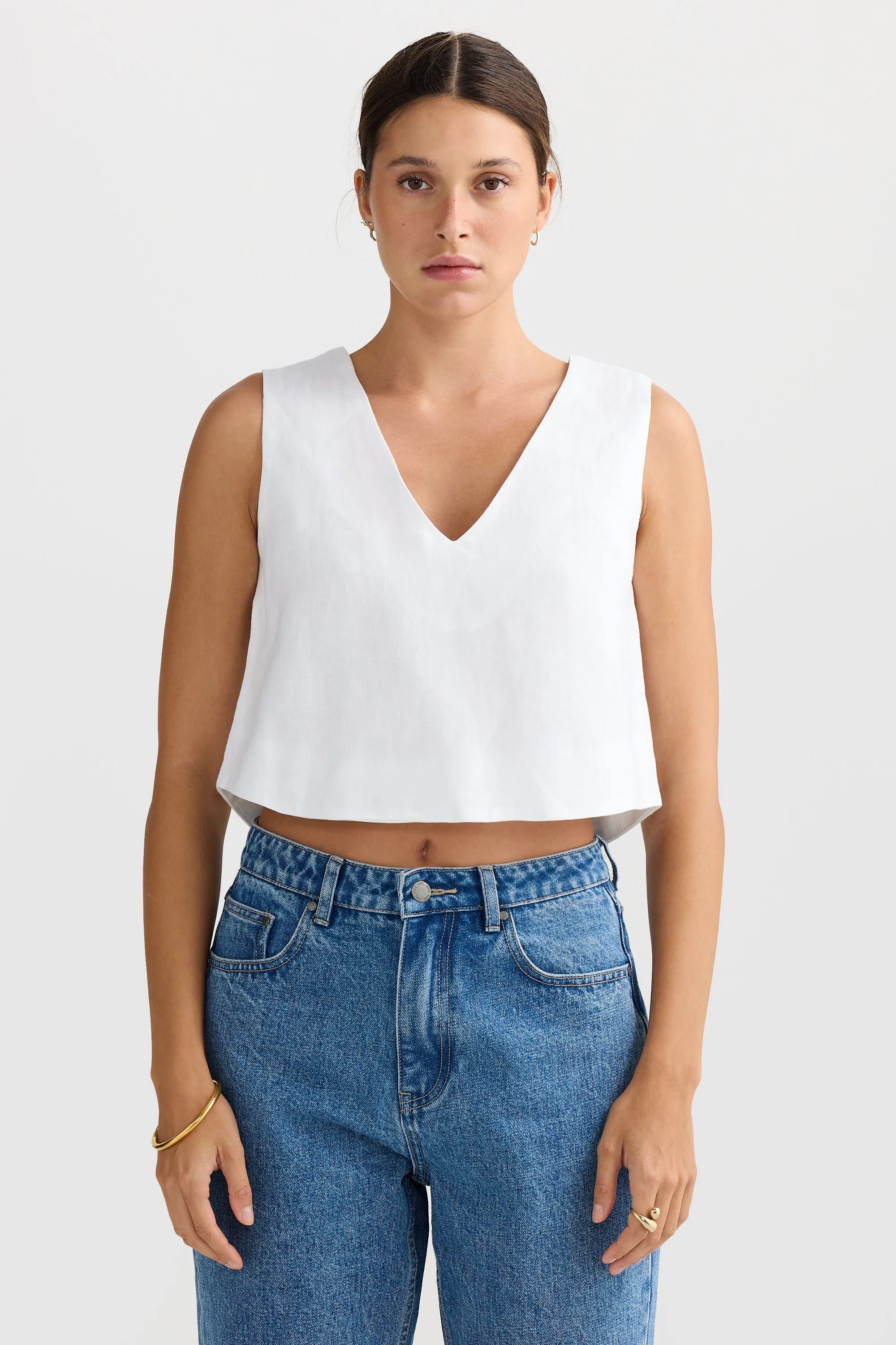 Savannah Reversible Linen Top White