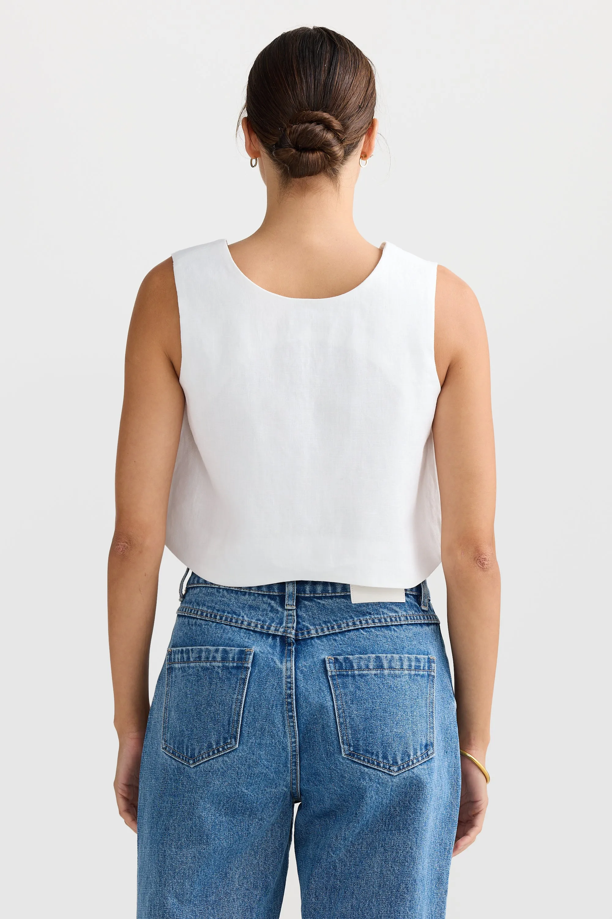 Savannah Reversible Linen Top White