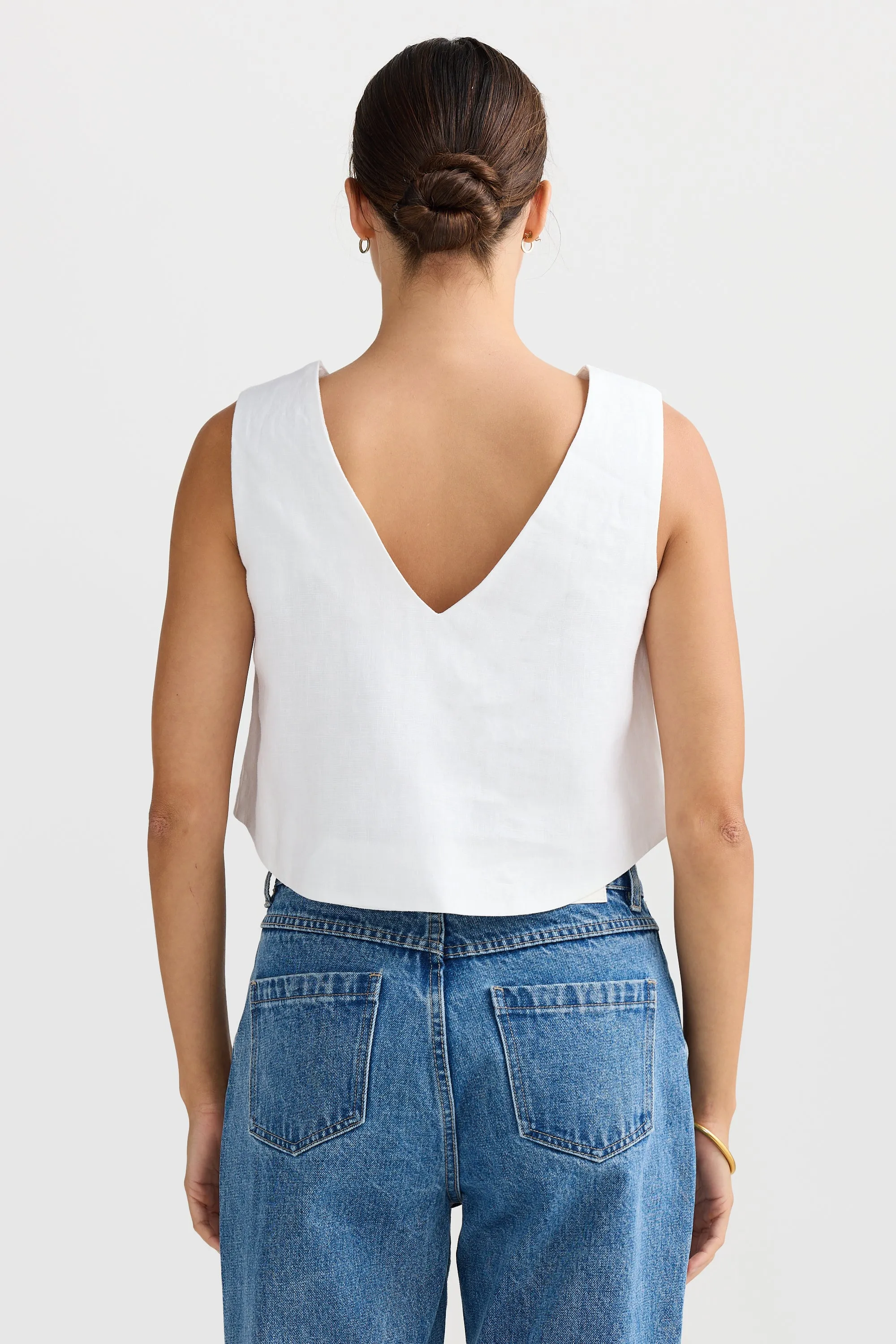 Savannah Reversible Linen Top White