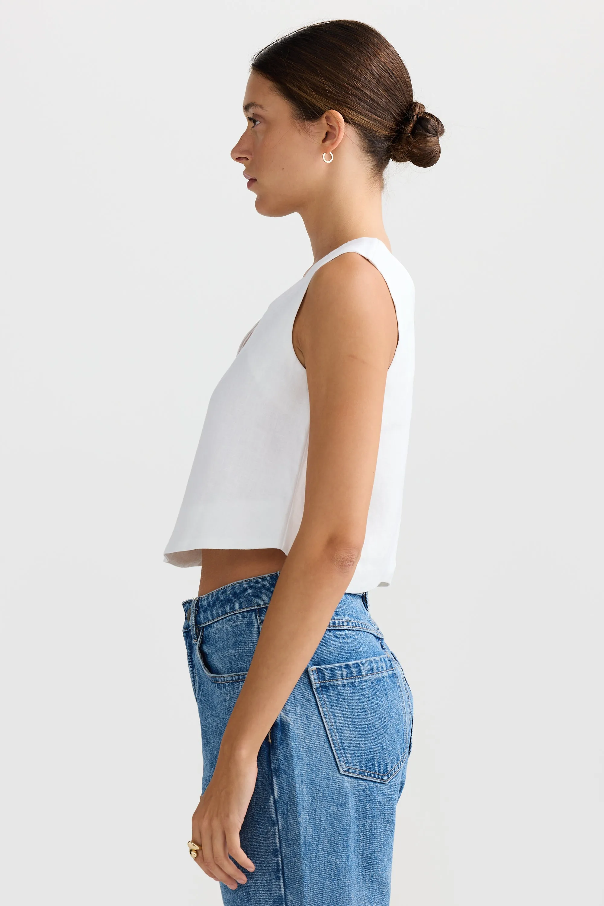 Savannah Reversible Linen Top White