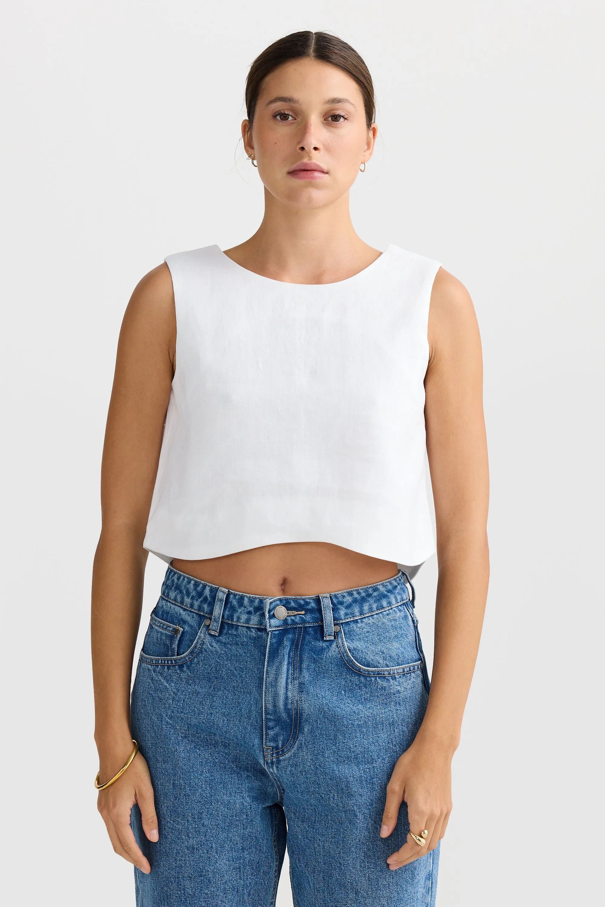 Savannah Reversible Linen Top White