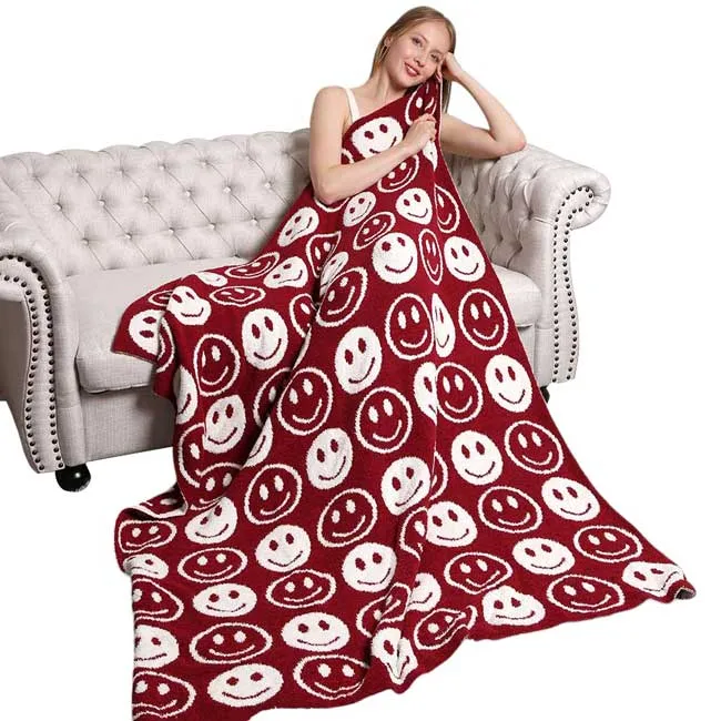 Smile Patterned Reversible Throw Blanket