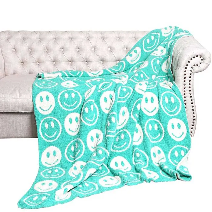 Smile Patterned Reversible Throw Blanket