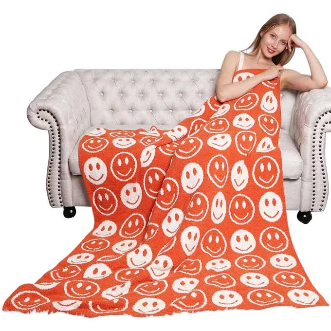 Smile Patterned Reversible Throw Blanket