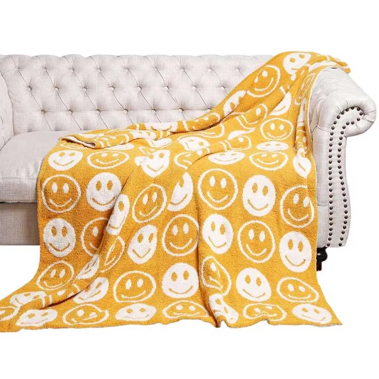 Smile Patterned Reversible Throw Blanket