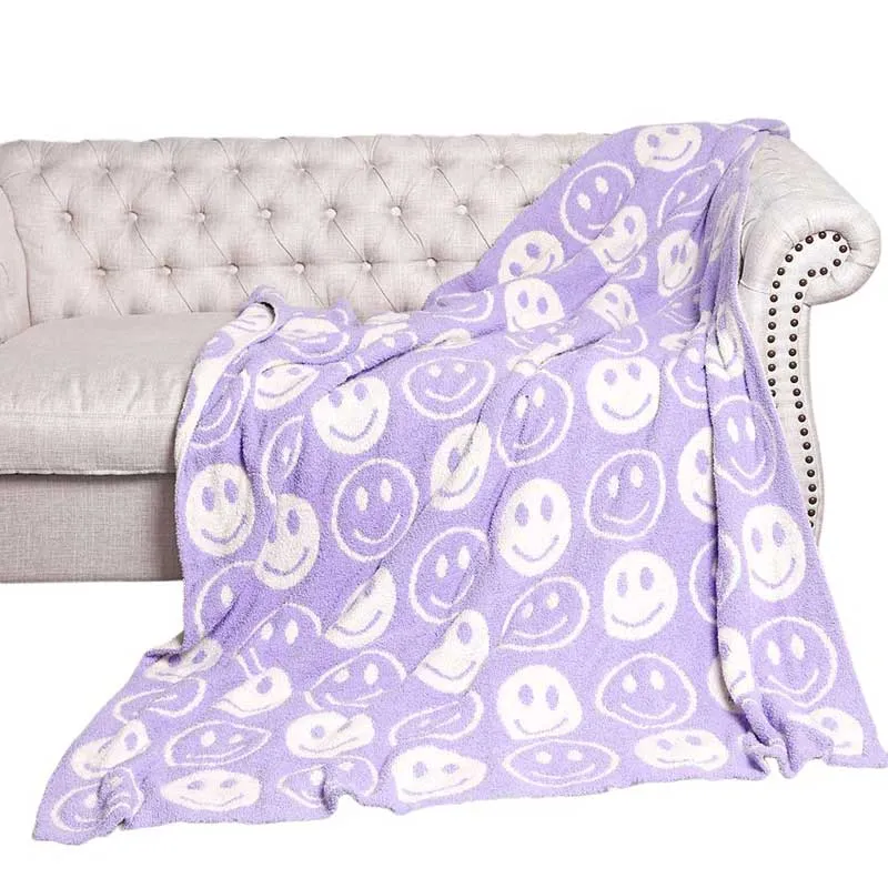 Smile Patterned Reversible Throw Blanket