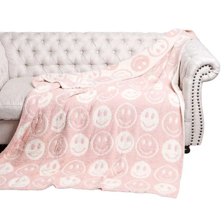 Smile Patterned Reversible Throw Blanket