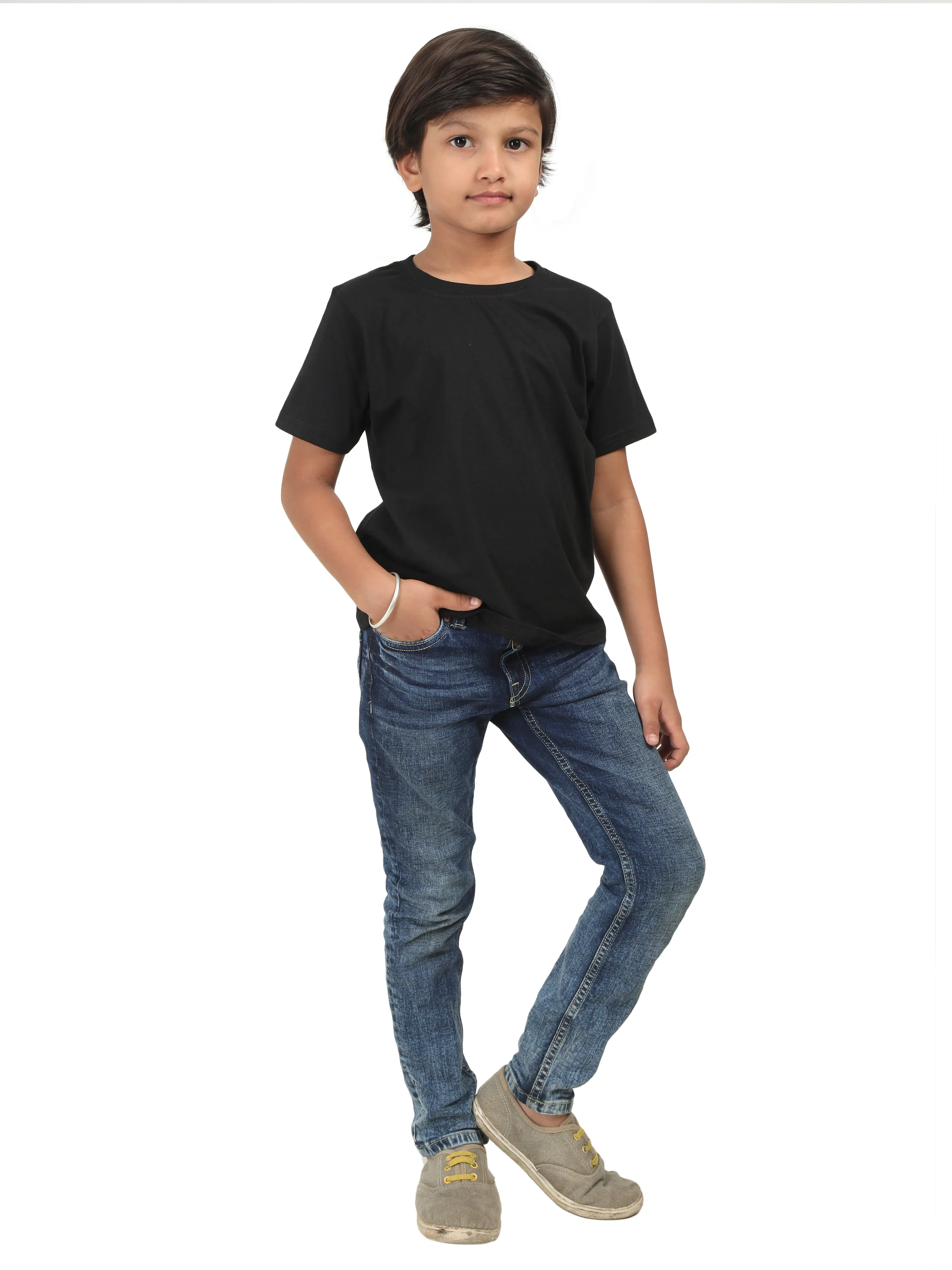 Solids: Plain Black Kids Tshirt