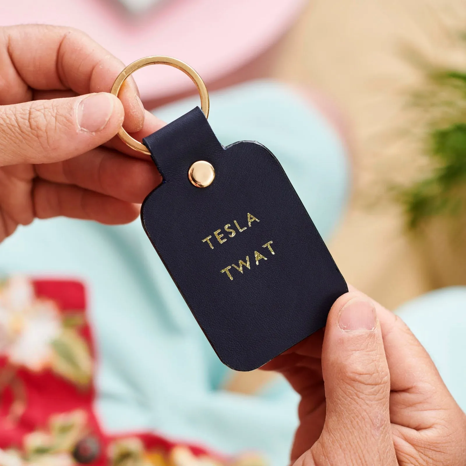 Telsa Twat Luxury Leather Key Ring