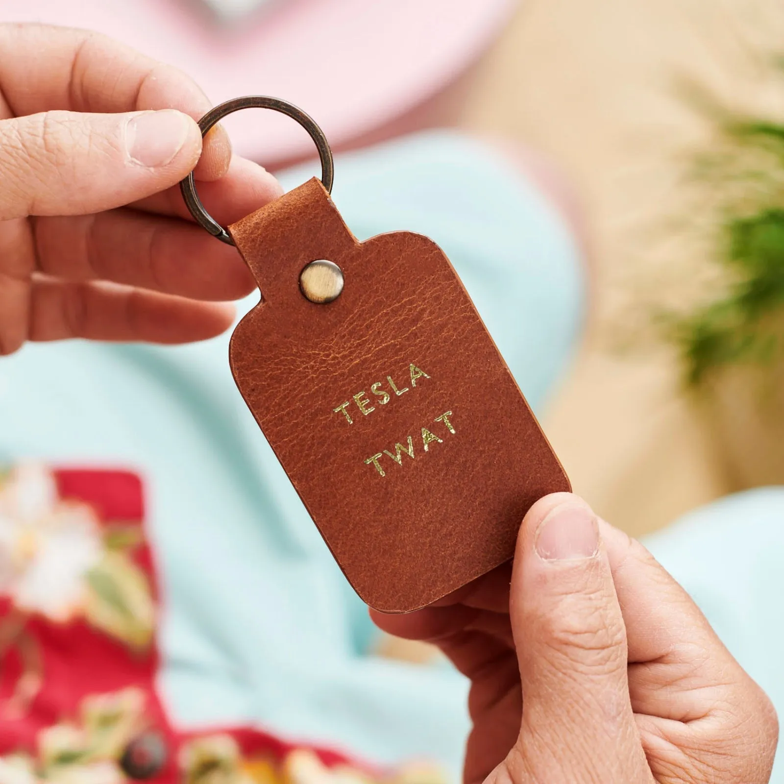 Telsa Twat Luxury Leather Key Ring