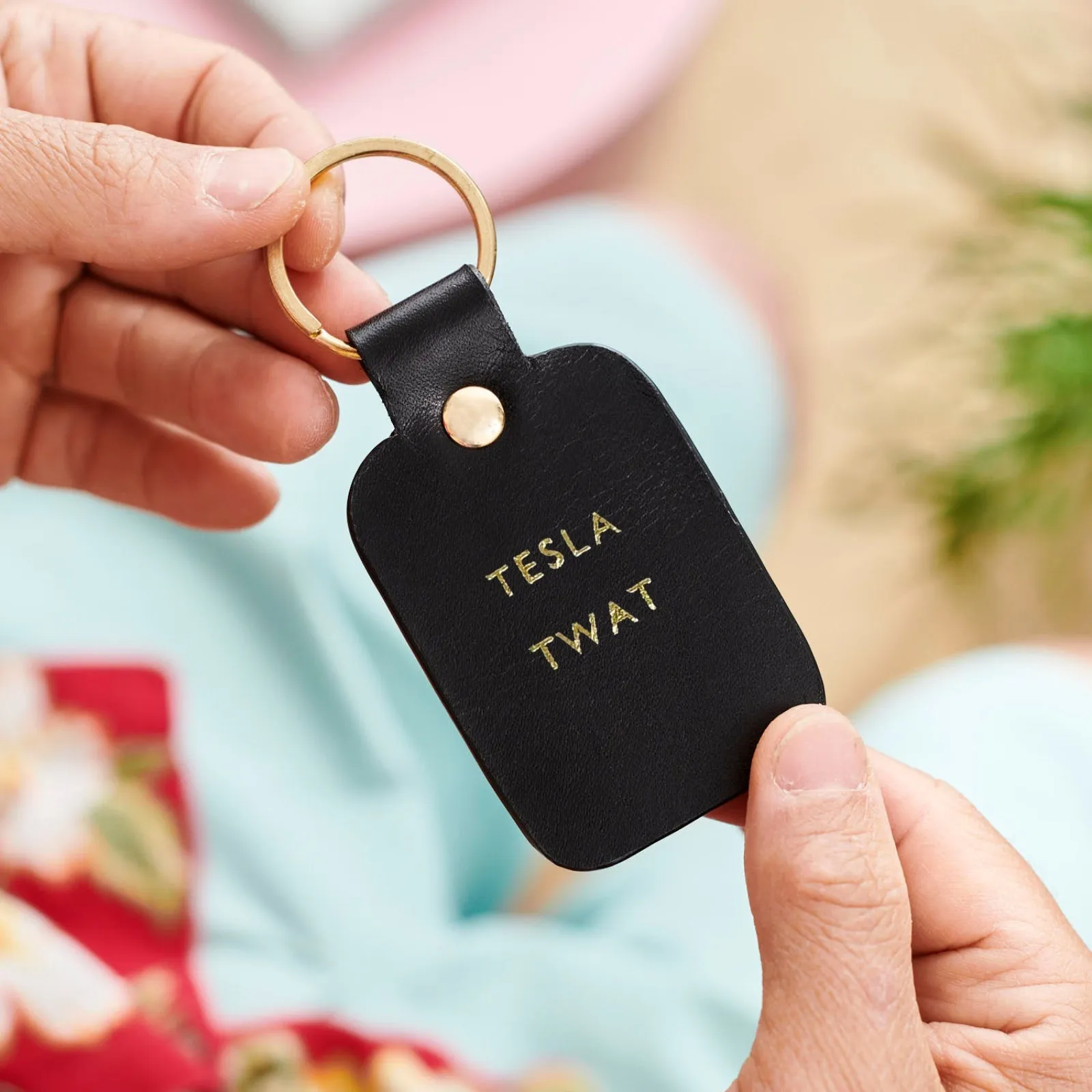 Telsa Twat Luxury Leather Key Ring