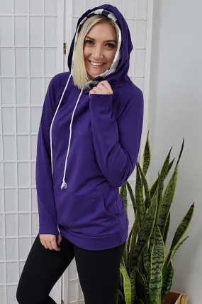 Tenley Purple Plaid Double Hoodie