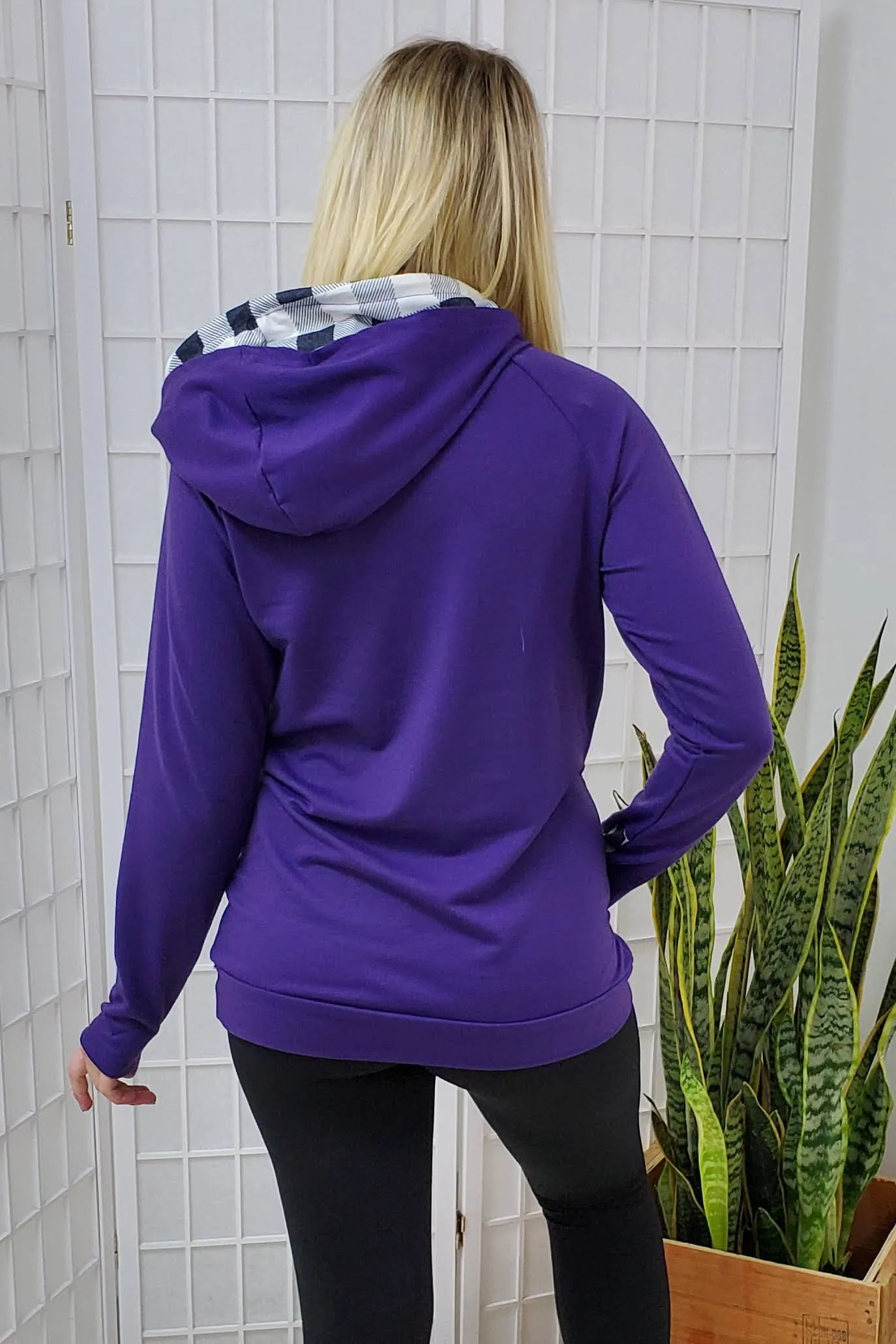 Tenley Purple Plaid Double Hoodie