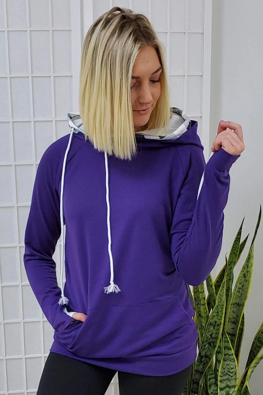 Tenley Purple Plaid Double Hoodie